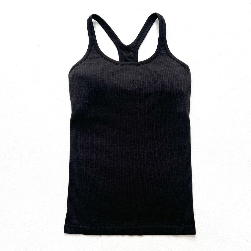 Lululemon Women Solid Black Ebb To Street Tank II Racerback Workout Bra Top 8